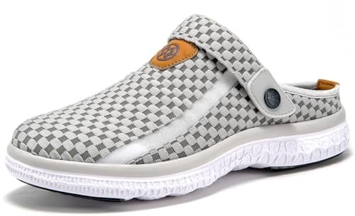 Men Women Clogs & Mules Summer Slippers Garden Shoes Slip-On Beach Sandals | Breathable Mesh Up, Lightweight, Non-Slip, Heel strap, Removable insole