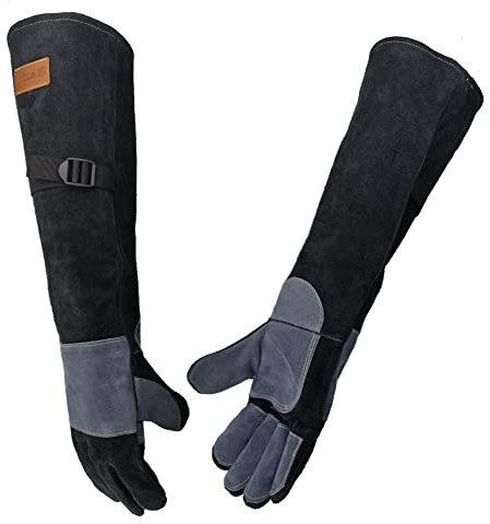 WZQH 54 CM Guantes Manejo Animales Cuero, Se Utiliza Para Atrapar Reptiles, Adiestramiento Perro, Coger Gato, Pájaro, águila, Serpiente,etc. Anti Mordida, Anti - Espinas M
