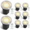 Fiqops 8er Set Bodenstrahler außen IP67,Bodeneinbaustrahler aussen mit LED GU10 3W Warmweiß (Wechselbar) rund Schwenkbar Silber Mit Mattierten Ersatzlinsen Bodenspot befahrbar 230V