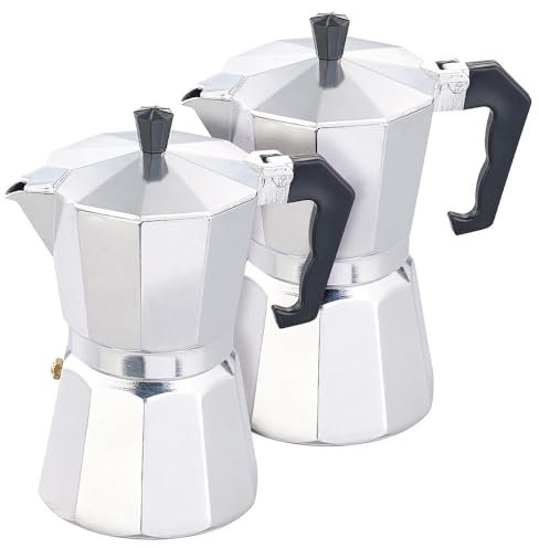 Cucina di Modena Espressokocher Gas: 2er-Set Espresso-Kocher für 6 Tassen, für Gas-, Ceran- & Elektro-Herd (Mokka-Kaffeekannen, Kaffeemaschine)
