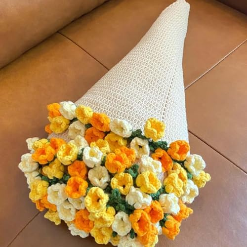 Bouquet Blanket Crochet, Rose Bouquet Blankets Material Kit, Crochet Flower Bouquet Blanket Handmade, Sunflower Knitted Sofa Blankets, For Mother's Day Birthday Home Decor (D)