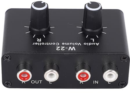 3.5mm Volume Control Box with Stepless Knob, Lossless Audio and L/R Channel Balance for Amplifier/CD/Mixer, Plug and Play Passive Attenuator