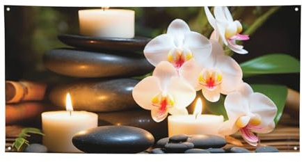 Willkommensbanner, Party-Flagge, Fotografie-Hintergrund, Banner, Entspannung mit Massage, Spa-Schild, Foto-Requisiten, Banner für Zaun, Geburtstag, Garten, Partyzubehör, Gastgeschenke, Wanddekoration