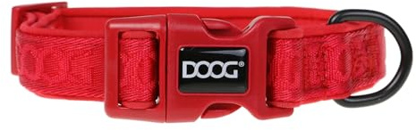 DOOG Neopren-Hundehalsband – Rot – Leichtes, schnelltrocknendes, antimikrobielles und wasserfreundliches Halsband für empfindliche Haut und aktive Hunde – Größe L