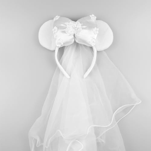 Eterspr Bride to Be Bandeau avec Oreilles, Serre-tête en Voile de Fête, Pour Fête de Fiançailles, Mariage, Enterrement de vie de Jeune Fille (Blanc)