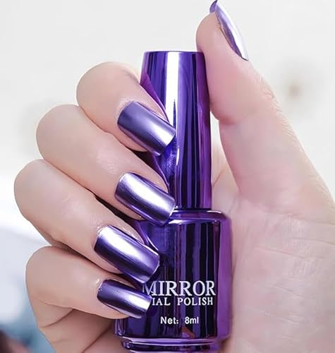 Gold Nail Polish, Metallic Mirror Effect Nail Polish, Chrome Quick Drying Long Lasting Non-Peelable Varnish for Manicure Art