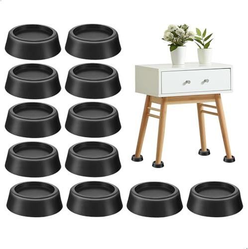 Füße für Möbel Tischbein Verlängerung Tischerhöhung Möbelfüße aus TPR Anti-Rutsch und Stoßdämpfend für Tisch Bett Stuhl Schreibtisch Universal Schwarz, 12 Stück Set