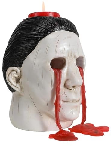 Bosiyrggrl Halloween Candle Holder Halloween Statue with Bleeding Eyes Decor Horror Candlestick Decoration