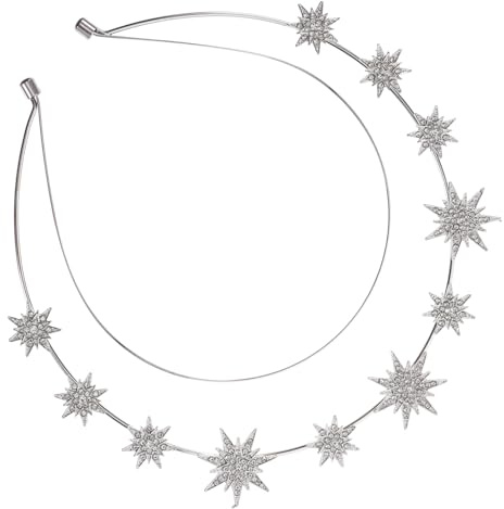 ARTSEWPLY Doppelter Silberner Six point star Haarreif mit Sternen Elegantes Göttinnen stirnband für Frauen Schickes Kopfschmuck accessoire für Hochzeit Party und Besondere Anlässe