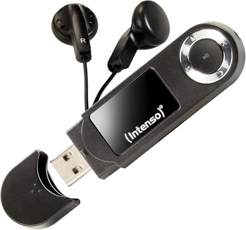 Intenso Music Walker MP3-spelare 64 GB med LCD-skärm, microSD-kort, USB 2.0, AAA-batteri, hörlurar, svart