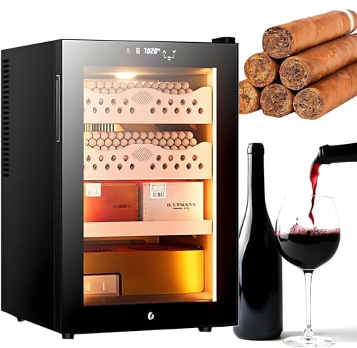 GLBMXDD Thermostatischer Kühlhumidor, elektrischer Humidor 50 l, Kühl- und Heizhumidor mit Temperaturregelung und LED-Warmlicht – hochwertiges Geschenk für Männer