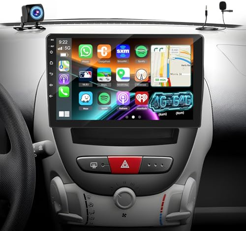 [Qualcomm 8 Núcleos 4 64G] Pantalla 10.1 para T-oyota Aygo/P-eugeot 107/C-itroen C1 Radio 2005-2014, Estéreo para Coche Android con Pantalla Táctil/Carplay/Bluetooth 5.1/SWC/FM RDS,K6 pro plus