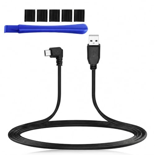 ElioVelluL Mini USB Dash Cam Cable 3.5M 90 Degree Left Angle USB A to Mini B Power Only Cable with On Off Switch Car DVR GPS Charging Cable for Windshield Installation Car Camera Wiring