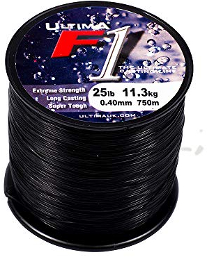 Ultima - F1 extrem starke Monofil-Angelschnur Hochseefischen - Schwarz, 25lb/11.3kg, 0.40mm