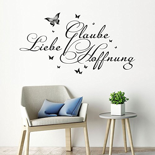 Wandtattoo Glaube Liebe Hoffnung (Farbe violett/Größe 100x53cm)