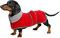 Geyecete-Polarfleece Winter hundemantel fur Dackel,Miniatur Dackel Pullover,Warmes Einstellbar Hundejacke Hundeweste mit Geschirr öffnung-Rot-L