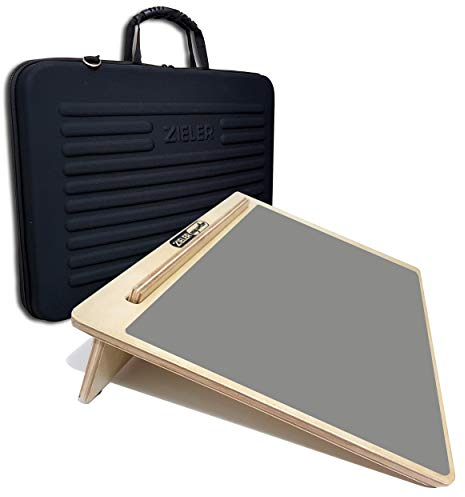 Zieler Ergonomische A3-Schräg- und Griffmatte aus Holz mit schützender Tragetasche bessere Schreibhaltung bei einfacher Aufbewahrung und Portabilität