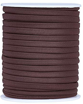 Craftdady Rotolo di cordoncino elastico piatto da 180 m, 5 mm, in spandex intrecciato, per fascia per orecchie, cucito, marrone cocco