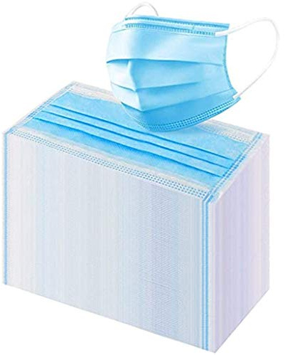 Blingko 100 Stück Einmal-Mundschutz mit Nasenbügel, Staubschutz Atmungsaktive Mundbedeckung, Erwachsene, Bandana Face Cover Sommerschal,Staubdichte,Rosa Schwarz (Blau, 100pcs)