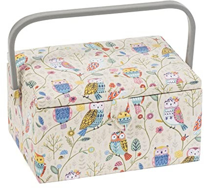 Hobby Gift Medium Näh-Aufbewahrungsbox, Holz/Stoff, Twit Twoo