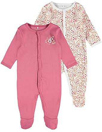 NAME IT Baby Mädchen Schlafanzug 2er-Pack mit Füßen Rose Wine-86