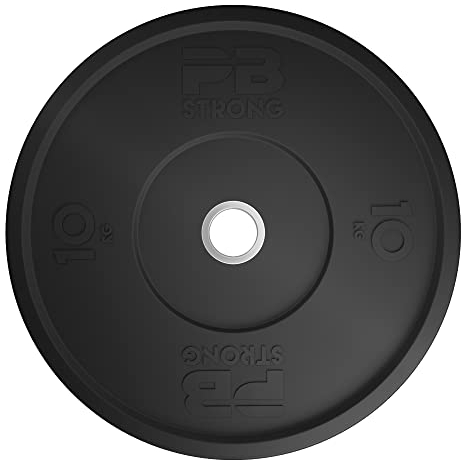 PERFORMBETTER+ PB Strong Hantelscheiben mit Ummantelung aus Gummi, Langhantel Gewichte, Gewichtscheiben mit 50mm Innendurchmesser, 5-25kg (1 STK)