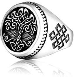 Stainless Steel Tree of Life Signet Ring Classic Men Viking Amulet Rings Nordic Jewelry Vintage Rock Hip-hop Punk Locomotive Gifts