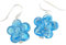 Pendientes de plata de ley con flores azules de cristal de Murano