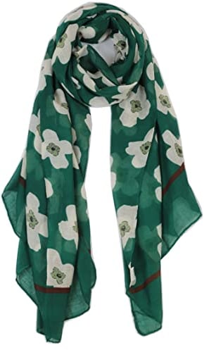 Van Der Rich ® - Schal in Baumwoll-Viskose-Qualität mit Blumenmuster 90cm*180cm - Damen (Khaki-2)