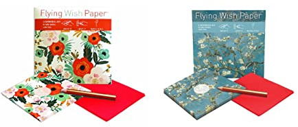 Flying Wish Paper Kombi-Pack, Orangenblüten + Mandelblüten, Mini-Kit-Kombinationen, schreiben, anzünden, fliegen, beobachten, je 12,7 x 12,7 cm