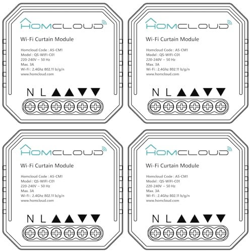Homcloud Confezione da 4 di Modulo Smart Tapparelle Intelligente Wi-Fi da incasso per scatola elettrica 503, controllabile da APP, Alexa o Google