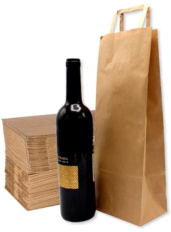50 Sacs Bouteille Vin Kraft Avec Poignée – Sac À Vin Cadeau Noël Fêtes, Pochette Vin, Emballage Bouteille Vin Champagne, Sac Papier Pour Magasins de Vin et Cadeaux De Vin