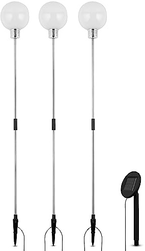 REV Solarlampen 3er Set für außen - Höhe 80cm, 3lm, Gartendeko, IP44, Weiß