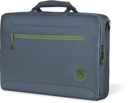 STM ECO Brief Laptop-Tasche 16 Zoll kompatibel mit Apple MacBook Pro 16 (Aus 100% recyceltem Polyester, Schultergurt, Leichtgängige Reißverschlüsse) - Blau