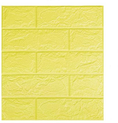 GUOKMN 3D Wall Panels Self Adhesive Brick Wallpaper 38×35cm DIY Wall Stickers Waterproof PE Foam Panel Wall Tiles for Bedroom Kitchen Living Room Bathroom Home Decor 30PCS Yellow