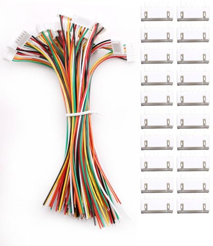 VISSQH 20 Paires JST Connecteur avec Câble Électrique 150mm 26AWG,JST 2.0 PH 6 Pin Connecteur Mâle et Femelle,Micro JST Connecteur Câble Prise et Femelle