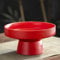 BURLOE Rojo, Cuenco De Cerámica con Pie Decorativo, Pedestal Frutero Bandeja Frutas Postre Soporte para Servir Utensilios El Hogar Encimera Cocina Pieza Central Redonda