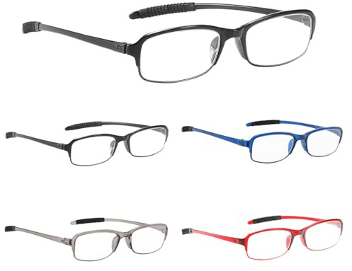 NIRDIK PROFLEX Lightweight (3er-Pack) Flexibel Lesebrille – Schlagfest, Kratzfest, Biegbar, Rutschfest, Unisex (Männer + Frauen) +1,0, +1,5, +2,0, +2,5, +3,0, +3,5, +4,0 - (Gemischte Farbe; oval)
