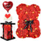 UCAMP Oso de rosas para siempre,Oso de peluche de rosas,Oso de Rosas Hecho a Mano con caja de regalo,luces LED,tarjetas de felicitación y globo,regalo para el Día de la Madre,San Valentín (25 x 18 cm)