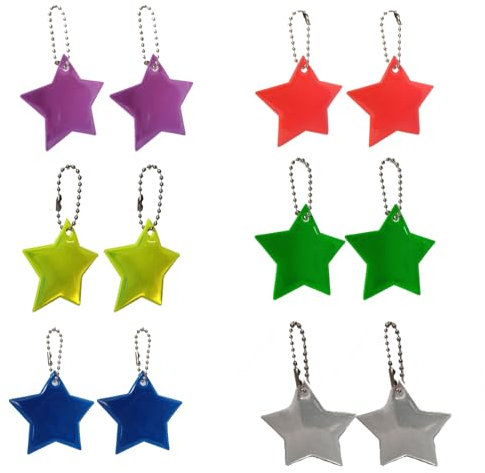 12 Stück Reflektoren Kinder, Reflektor Anhänger Kinder, Reflektoren Anhänger, Geeignet für Kinder Schultasche Charme, Rucksack, Wandern, Laufen, Reflektierende Schlüsselanhänger für Schultasche