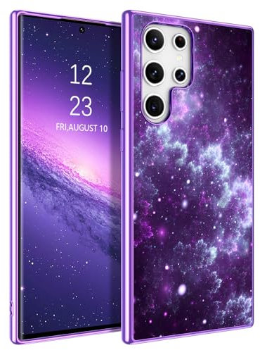 YINLAI for Samsung Galaxy S22 Ultra Case Glow in The Dark Slim Fit Shockproof Protective Hybrid Hard PC Soft TPU Bumper Phone Cover for Samsung Galaxy S22 Ultra 6.8 Inch, Purple Nebula