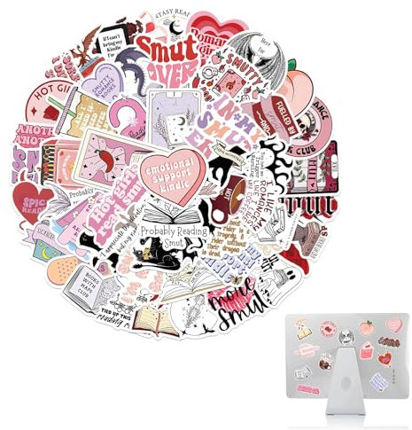 52PCS Sassy Bookish Stickers for Kindle Smutty Bookish Vinyl Decals Waterproof Aesthetic Book Stickers Reading Sticker for Kindle Cover Laptop Scrapbook Luggage Phone Water Bottle for Teens Adults