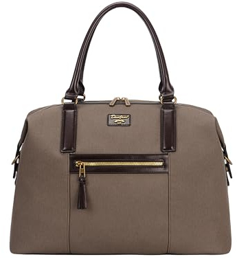 David Jones Paris - Sac de voyage Unisexe - Grand Sac Weekend PVC - Taille Grande Format Cabine - Ville Voayge d'affaire Classique Chic (BROWN)