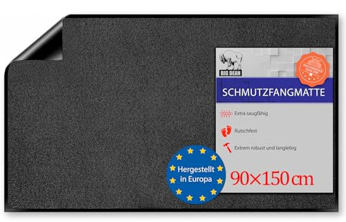 BigDean Schmutzfangmatte in Industrie Qualität 90x150 cm Anthrazit – rutschfeste Fußmatte Made in Europe