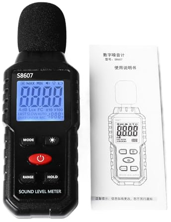 Digital Sound Level-Messgerät, 30-130 DB Range, 31,5 Hz-8kHz Frequenzgang, Windschutzhaube, Tragbares Geräuschmessgerät für Zuhause, Arbeitsplatz und Verwendung Im Freien mit