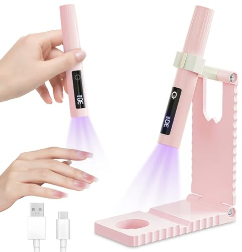 Flintronic UV-lampor för gelnaglar, UV-nagellampa, handhållet UV-ljus med stativ, bärbar nageltorkare, uppladdningsbar USB trådlös med LED-skärm, 2 timers nagellampa för snabb torkning