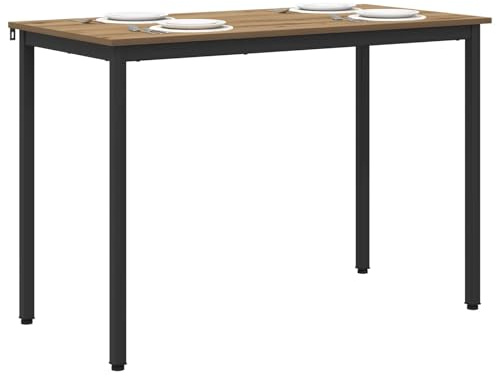 vidaXL Esstische 110 x 100 x 75 cm Metall, Moderner Esstisch, stylisches Möbel, robuster Metallrahmen, Pflegeleichte Holzplatte, praktisches quadratisches Design