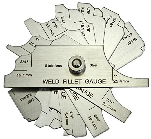 RIVERWELD 7 Piece Fillet Weld Set Gage MG-11 Rl Gauge Depth Gauges | Welding Inspection Test Ulnar Metric & Inch with Markings on Both Sides Checking Fillet Leg and Throat Size