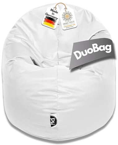 PATCH HOME 2 in 1 Funktion Sitzsack Sessel Bean Bag Sitzsäcke Gaming mit Reißverschluss bereits befüllt - Ø 145cm - Weiss