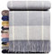 STTS International Kaschmir Decke Wolldecke Wohndecke Merinowolle - Kaschmir - Mix 140 x 200 cm sehr weiches Plaid Kuscheldecke Faro (Hellgrau (Karo))